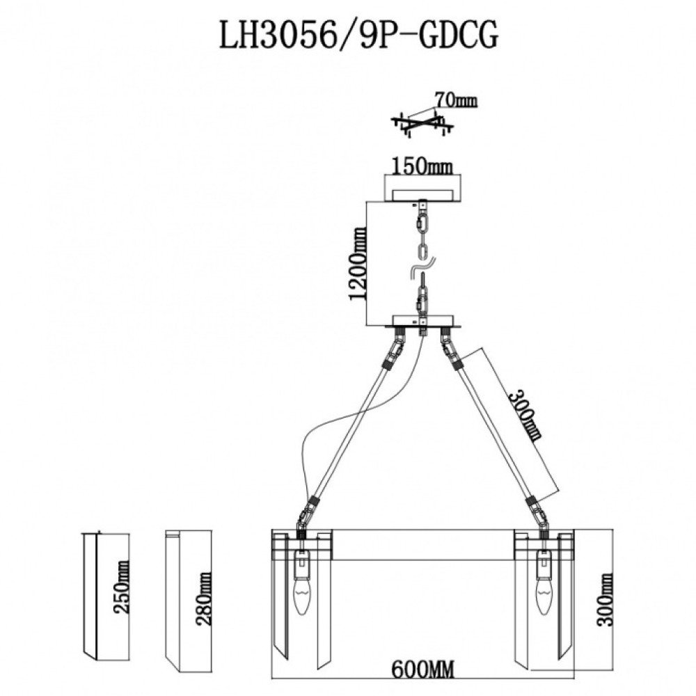 Подвесная люстра Karre LH3056/9P-GDCG