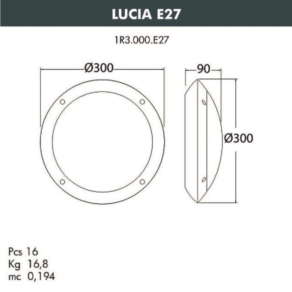 Настенный светильник уличный Lucia 1R3.000.000.AYE27BU1